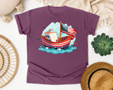 Patriotic Sailboat graphic tee in Berry