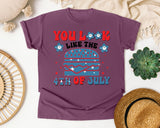 You Look Like The 4th Of July Blue graphic tee in Berry