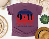 Patriot Day We Will Never Forget Red 3 graphic tee in Berry