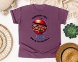 Everybody Chill Dad Is On The Grill Brown graphic tee in Berry