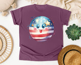 Patriotic Smiley Ball graphic tee in Berry