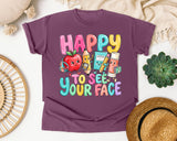 Happy To See Your Face Pastel graphic tee in Berry