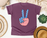 American Flag Peace Sign graphic tee in Berry