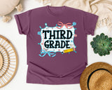 Third Grade Notebook Bow graphic tee in Berry