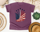 American Flag Firework Burst graphic tee in Berry