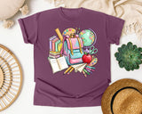 Backpack And Books graphic tee in Berry