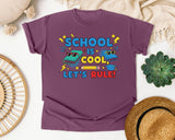 School Is Cool Lets Rule graphic tee in Berry