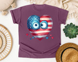 Patriotic Heart With Eyes graphic tee in Berry