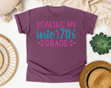 Roaring My Into 7th Grade Floral graphic tee in Berry