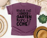 Watch Out Kindergarten Here I Come White graphic tee in Berry