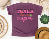 Teach Love Inspire Pink graphic tee in Berry