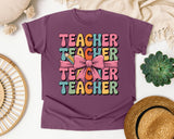 Teacher Teacher Teacher graphic tee in Berry