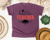 Hello Teacher Books graphic tee in Berry