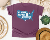 My Heart Belongs To America Blue graphic tee in Berry