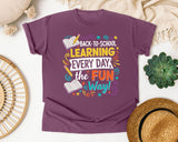 Back To School Learning Every Day The Fun Way graphic tee in Berry