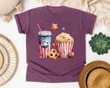Patriotic Movie Snacks graphic tee in Berry