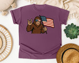 Bigfoot American Flag graphic tee in Berry