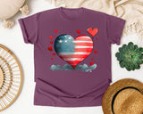 Patriotic Flag Heart graphic tee in Berry