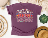 World's Best Teacher graphic tee in Berry