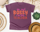 I'm Not Bossy I'm The Teacher Retro graphic tee in Berry