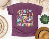 One School Year Later Goose graphic tee in Berry