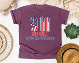We Will Never Forget Red graphic tee in Berry