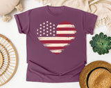 American Flag Heart Red 4 graphic tee in Berry