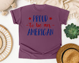 Proud To Be An American Grey graphic tee in Berry