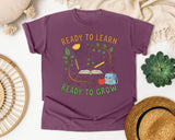 Ready To Learn Ready To Grow graphic tee in Berry