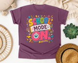 School Mode On graphic tee in Berry
