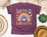 100 Days Of Kindergarten Rainbow graphic tee in Berry