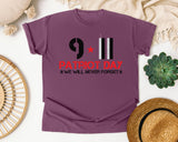 Patriot Day We Will Never Forget Black graphic tee in Berry
