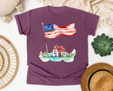 Flag Over Country House graphic tee in Berry