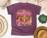 The Princess Is Back To School graphic tee in Berry