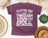 Poppin My Way Through 100 Days Of School White 2 graphic tee in Berry