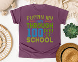 Poppin My Way Through 100 Days Of School Grey graphic tee in Berry