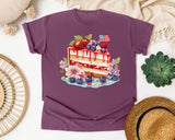Patriotic Berry Cake Slice graphic tee in Berry