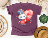 Patriotic Kid With Heart graphic tee in Berry