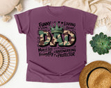 Funny Strong Loving Brave Dad graphic tee in Berry