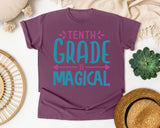 Tenth Grade Is Magical Script graphic tee in Berry