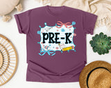 Pre-K Notebook Bow graphic tee in Berry