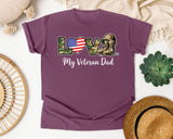 Love My Veteran Dad graphic tee in Berry