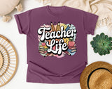 Teacher Life Pencils graphic tee in Berry