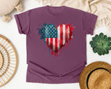 American Flag Heart Red graphic tee in Berry