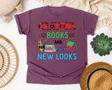 Crayons Books And New Looks graphic tee in Berry