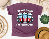 I'm Not Drunk I'm Patriotic White graphic tee in Berry