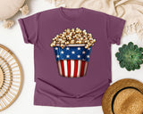 Patriotic Popcorn Bucket graphic tee in Berry