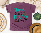 Happy First Father's Day Teal graphic tee in Berry