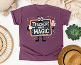 Teachers Make Magic graphic tee in Berry