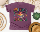 Helping Little Minds Grow Books graphic tee in Berry
